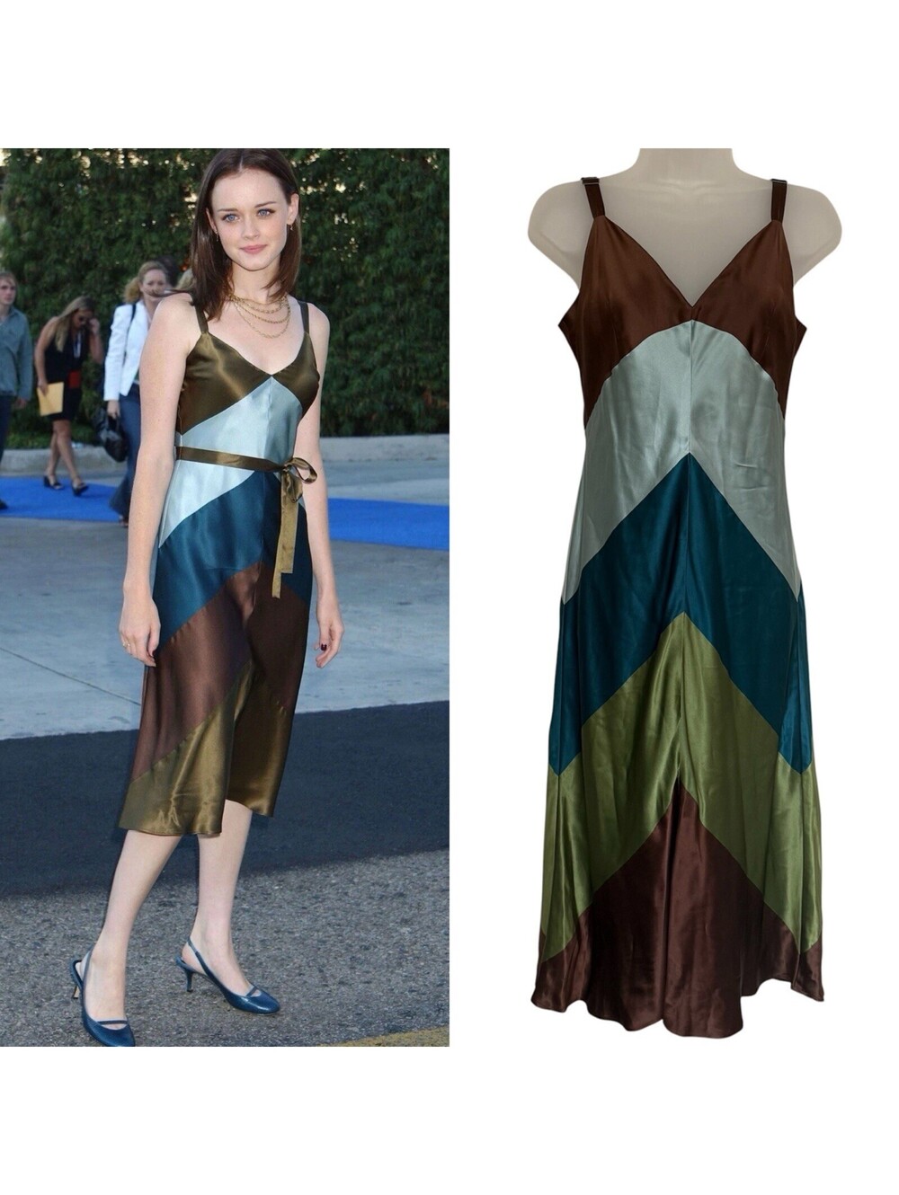 ASO Alexis Bledel at 2003 Teen Choice Awards Silk Chevron Midi BCBG Dress